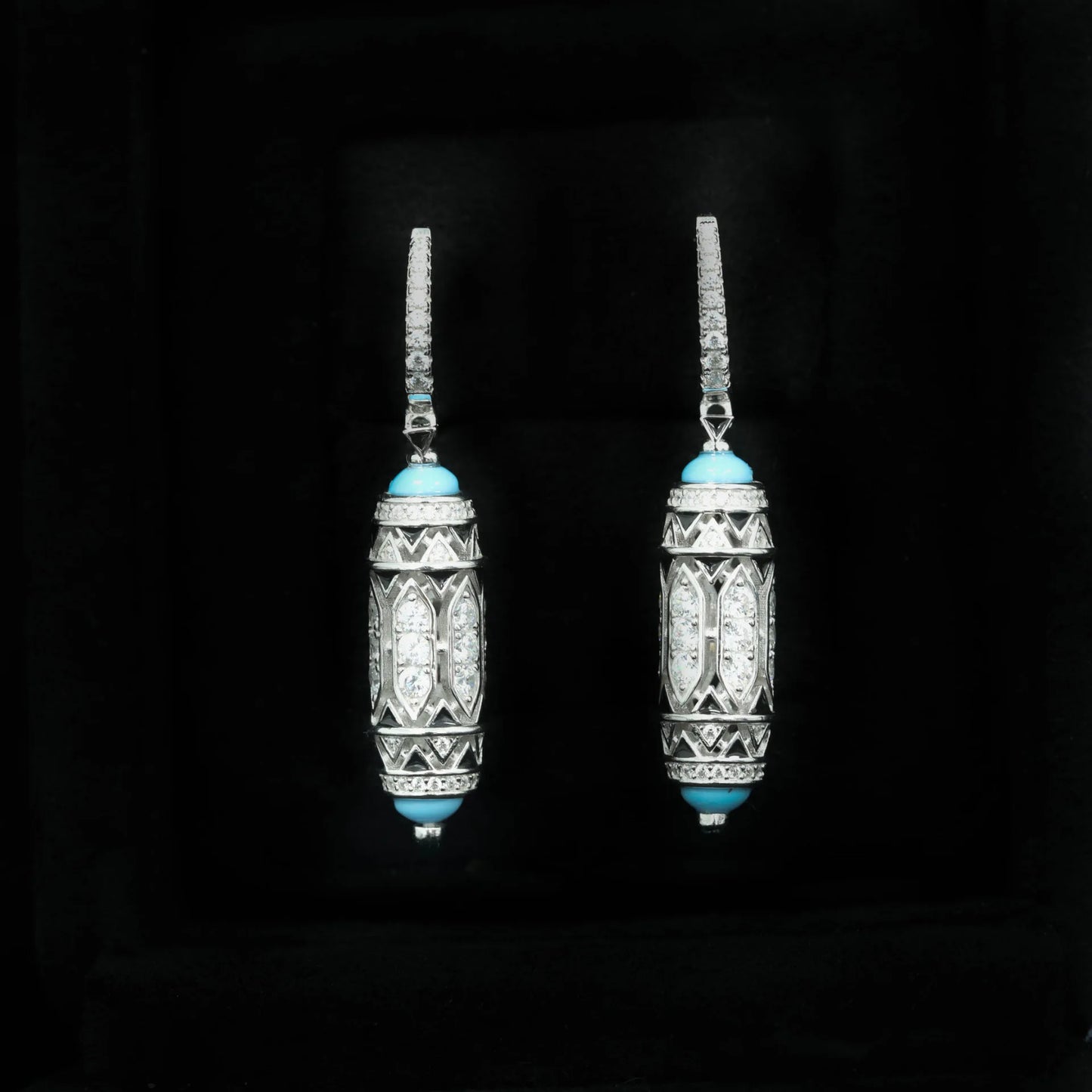 WUIHA Vintage 100% 925 Sterling Silver Blue Turquoise Gemstones Drop Dangle Earrings Anniversary Cocktail Fine Jewelry Wholesale