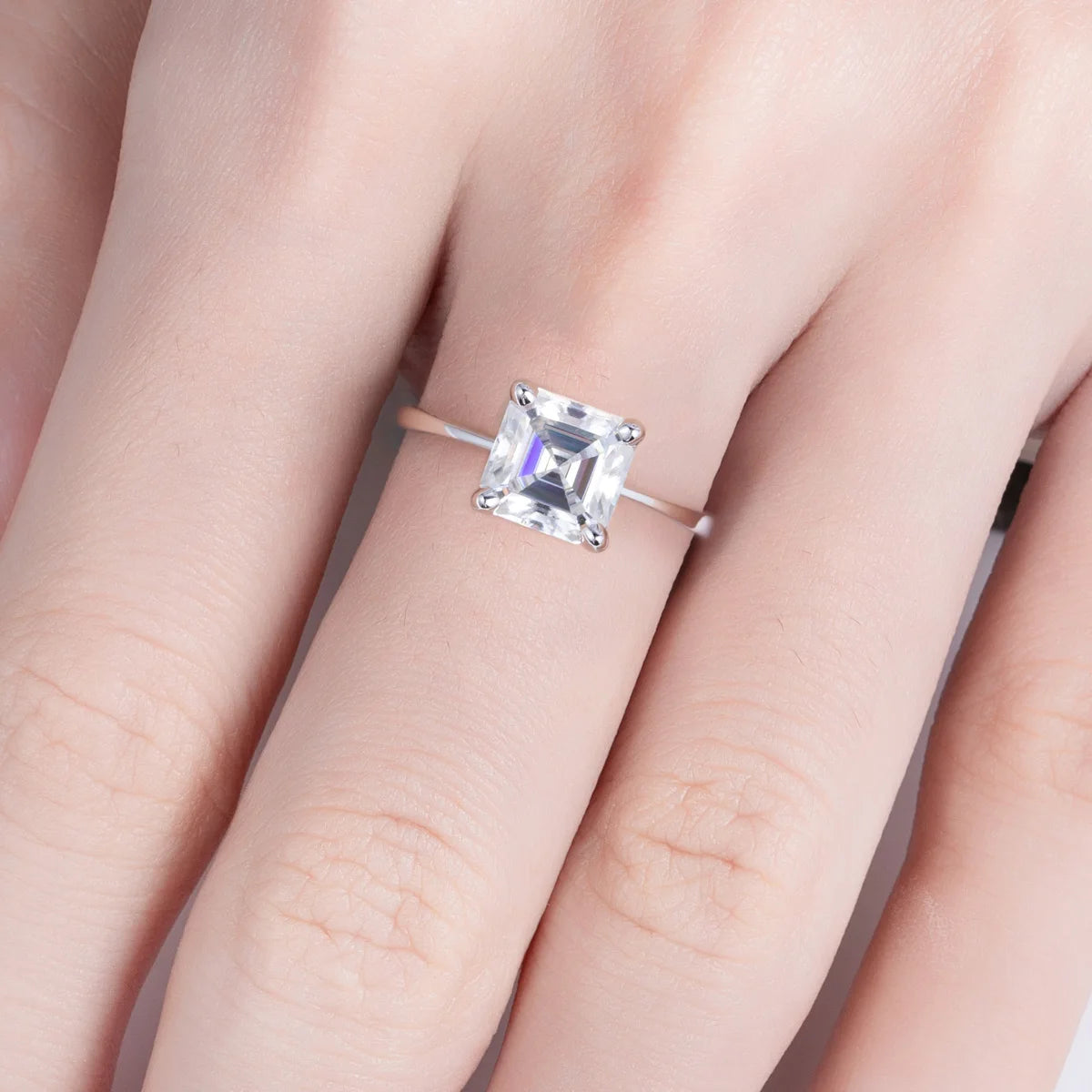 AnuJewel 3ct D Color Asscher Cut Moissanite Engagement Wedding Ring S925 Sterling Silver Rings For Women Jewelry Wholesale