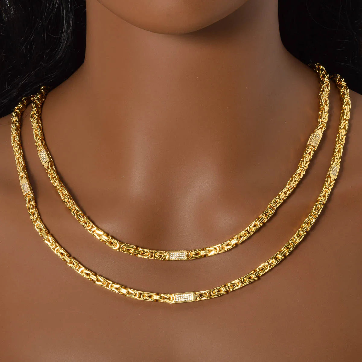 24in/28in Snake Chain 18K Gold Color Plated Necklace African Bridal Wedding Accessories Trend Fashion Birthday Gift for Wife
