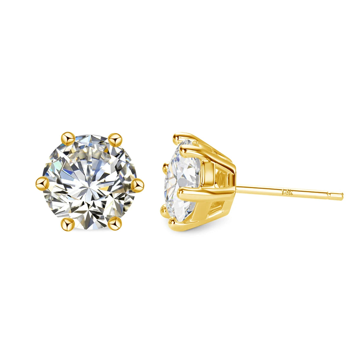 2ct Moissanite AU585 Earrings For Men Lab Diamond Yellow Gold 100% 14K Gold Stud Earring Luxury Fine Jewelry Women