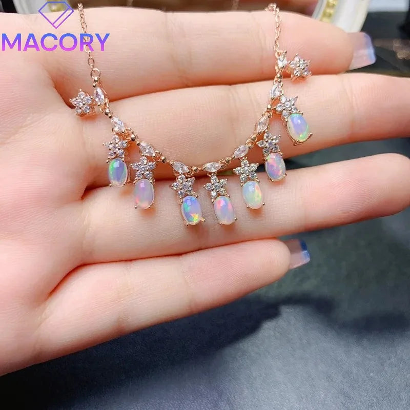 925 sterling silver natural Opal female necklace free shipping sterling silver jewelry certification original pendant