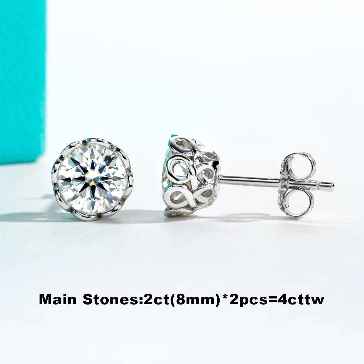 AnuJewel 2cttw-6cttw Moissanites Diamond Earrings 925 Sterling Silver D Color VVS1 Moissanite Classic Stud Earrings For Woman