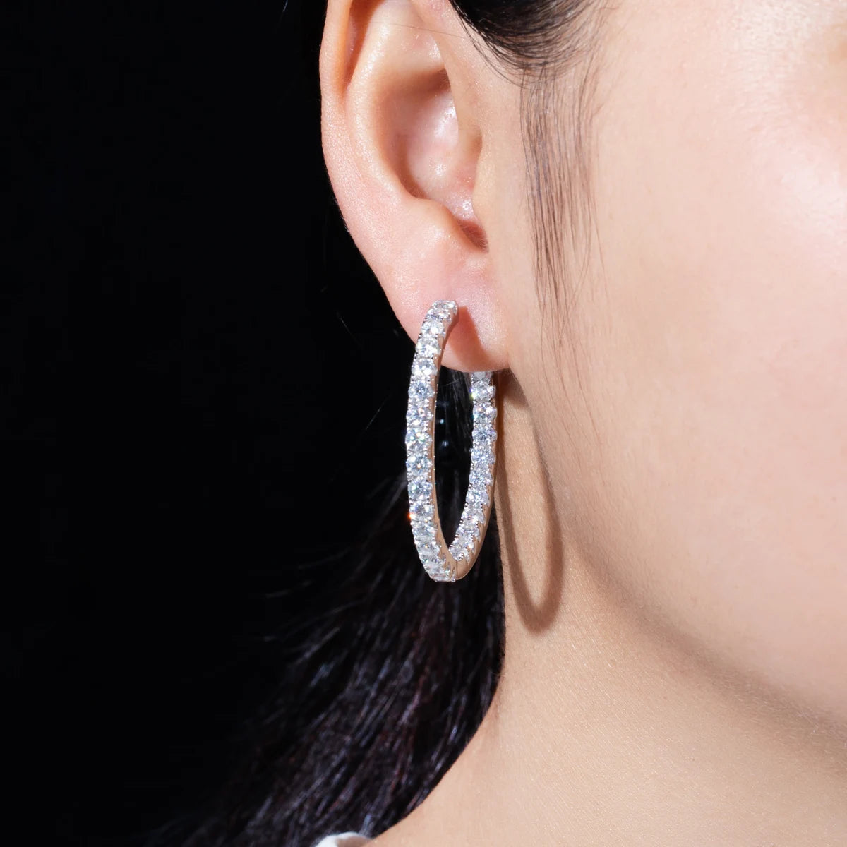 AnuJewel 3mm 5.6cttw D Color Moissanite Big Hoop Earrings 925 Sterling Silver Luxury Huggie Earring For Women Jewelry Wholesale