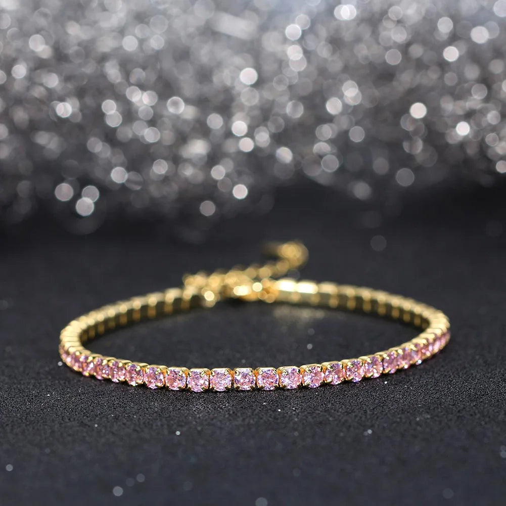 ORSA JEWELS 925 Sterling Silver Brilliant Tennis Bracelet 3.0mm Bezel Setting CZ for WomenChain Bracelet Luxury Jewelry SB192