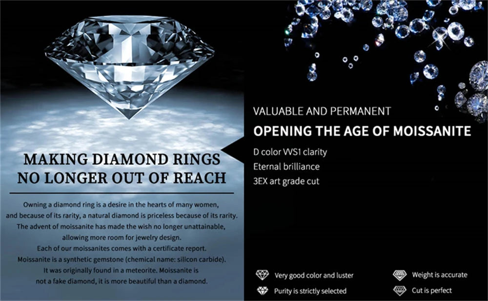 Rotate Moissanite Rings for Women Solid S925 Silver Solitaire Classic Band for Engagement Christmas Planet Ring