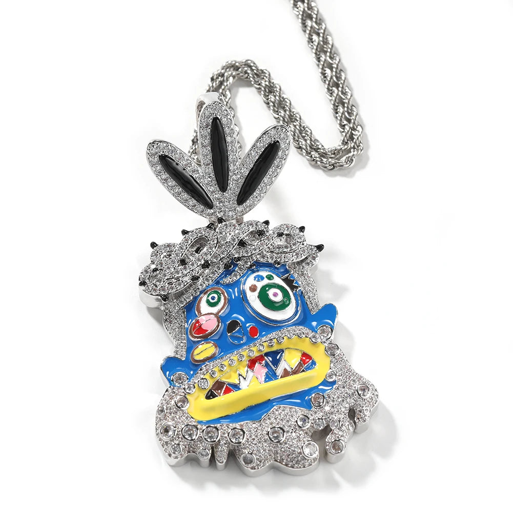 Uwin Melted Utopia Dream Pendant Colorful Enamel Dripping Oil Cartoon Necklaces For Man Hip Hop Jewelry