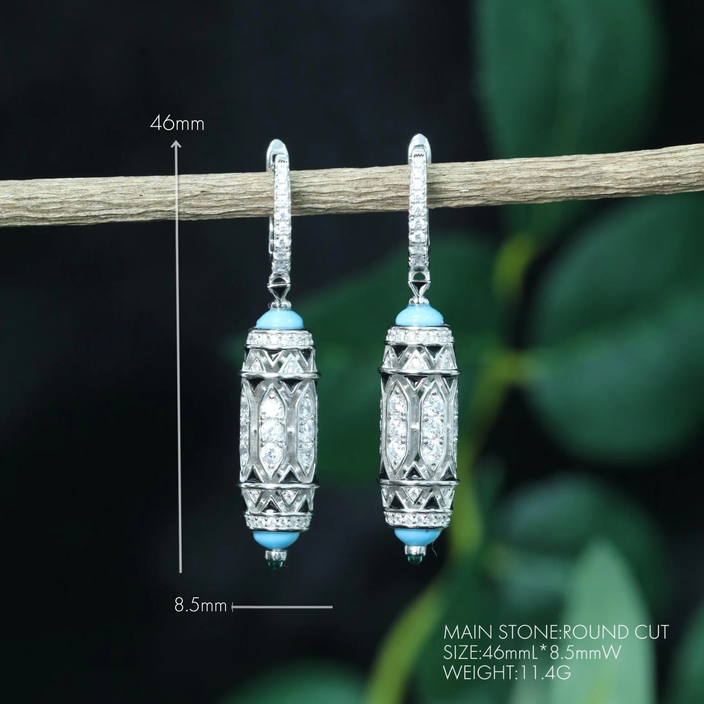 WUIHA Vintage 100% 925 Sterling Silver Blue Turquoise Gemstones Drop Dangle Earrings Anniversary Cocktail Fine Jewelry Wholesale