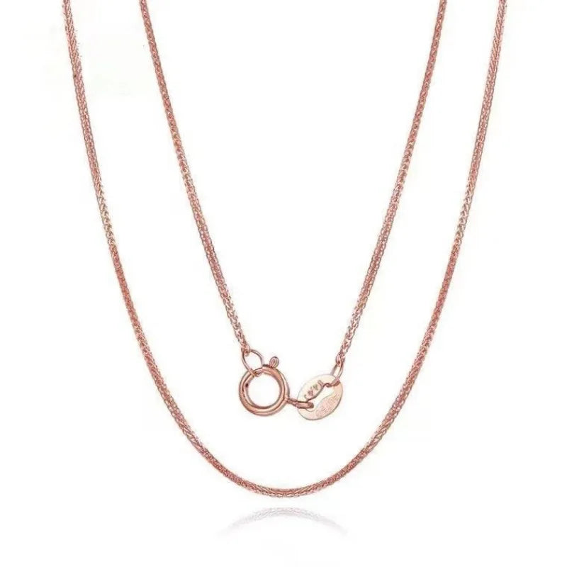 18k Gold Necklace Chopin Chain Au750 Steel Stamp 100% Genuine for Women Anniversary Gift Trendy Jewelry Suitable for Pendants