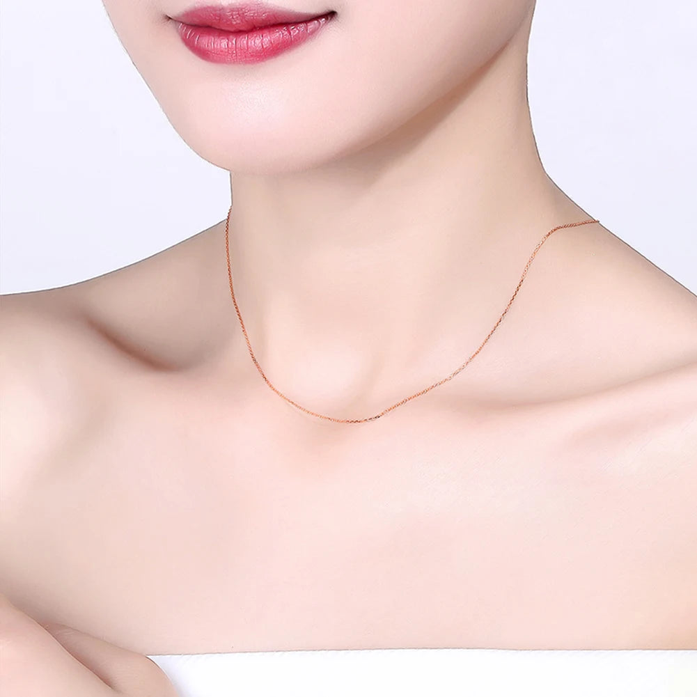 ORSA JEWELS Real 10K Solid Yellow/White/Rose Gold 0.7mm Diamond Cut Cable Chain Necklace for Women AU417 Neck Chain Jewelry FC01
