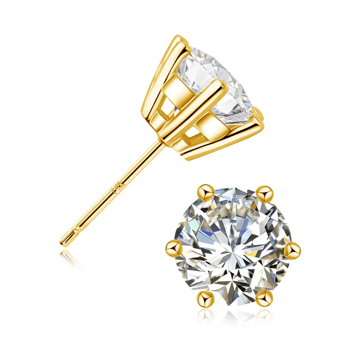 2ct Moissanite AU585 Earrings For Men Lab Diamond Yellow Gold 100% 14K Gold Stud Earring Luxury Fine Jewelry Women