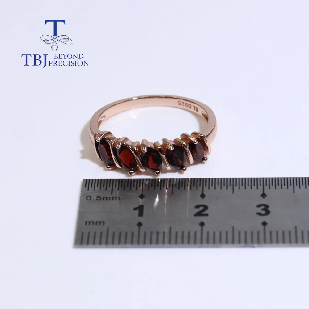 Simple design natural garnet for women Fine jewelry 925 silver gemstone ring earrings jewelry set daily wear gift