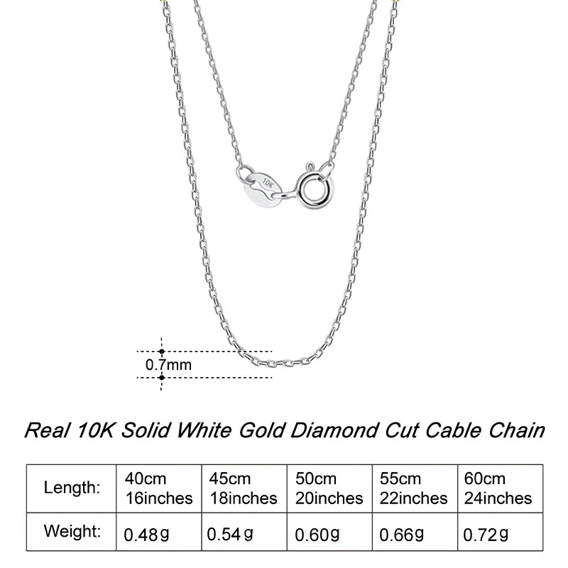 ORSA JEWELS Real 10K Solid Yellow/White/Rose Gold 0.7mm Diamond Cut Cable Chain Necklace for Women AU417 Neck Chain Jewelry FC01
