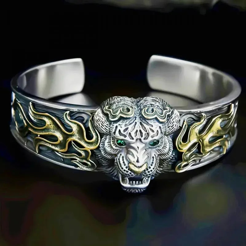 Silver Plated Turquoise Feather Wings Open Bracelet Men\'s Domineering Cuff Bangles Women\'s Fashion Party Jewelry Gift