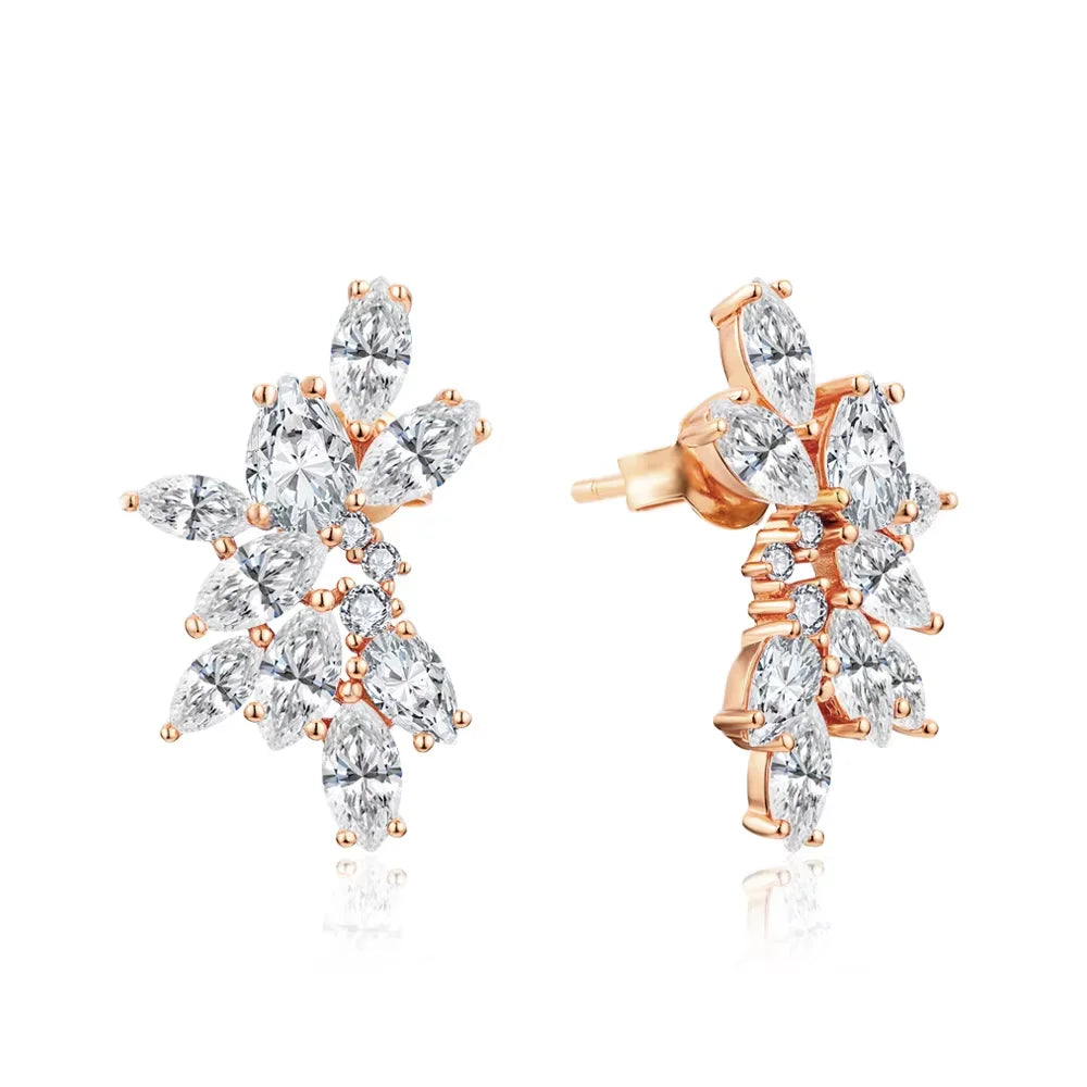 ATTAGEMS Luxury Solid 10K 14K 10k Gold Moissanite Stud Earrings for Women Man 925 Sterling Silver Wedding Engagement Party Gift