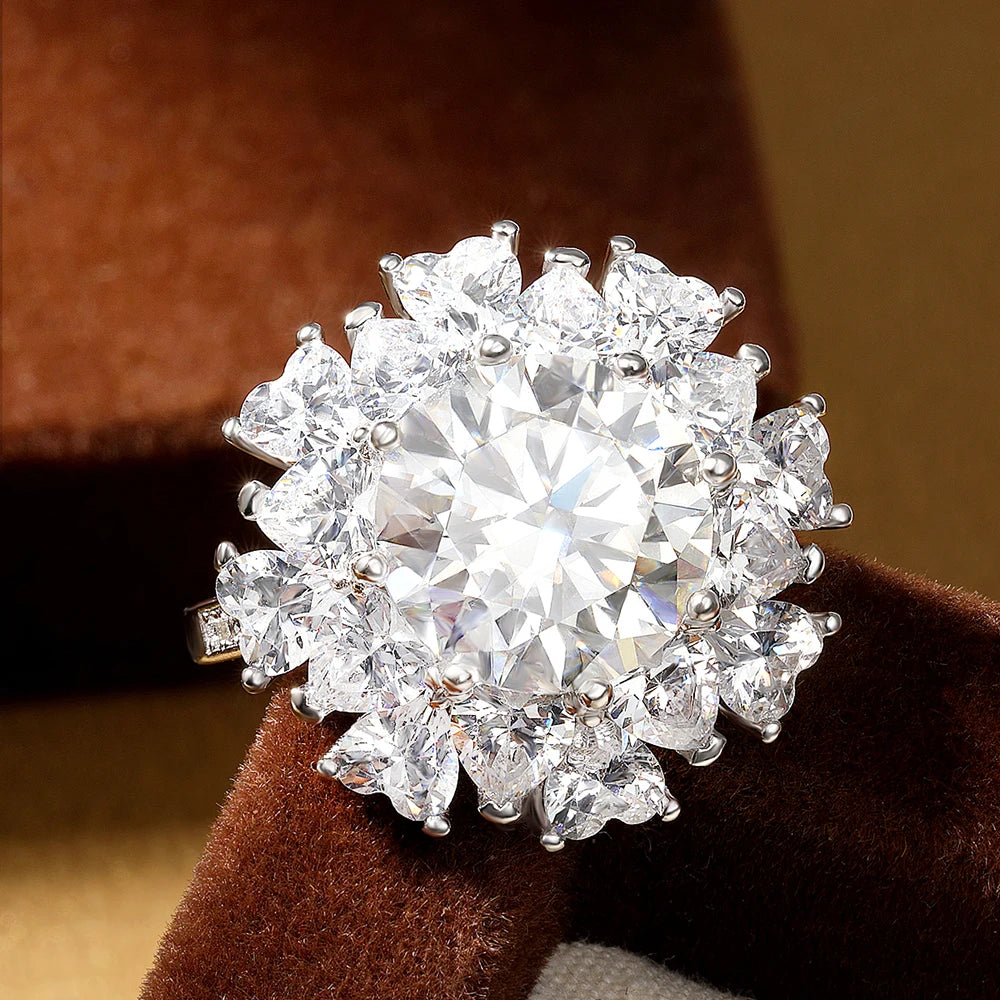 5 Carat D Color Moissanite Ring for Women 925 Sterling Silver Plated 18k White Gold Engagement Wedding Band Sparkling Jewelry