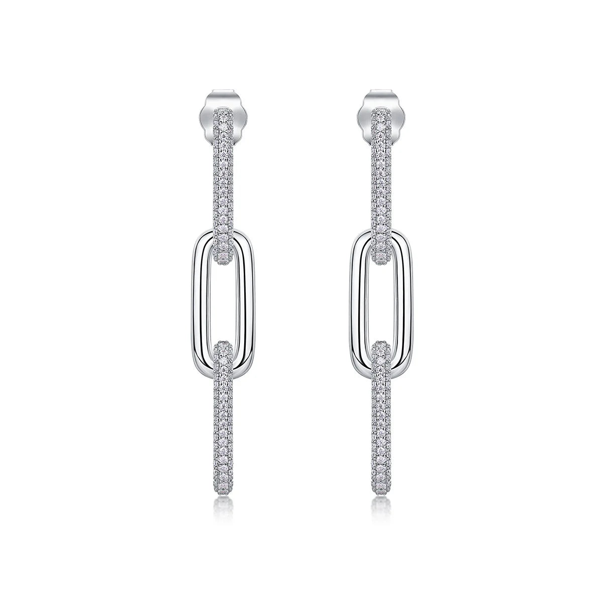 TBCYD 1MM D Color Moissanite Paperclip Link Earrings For Women S925 Silver Lab Diamond Drop Earrings Luxury Party Fine Jewelry