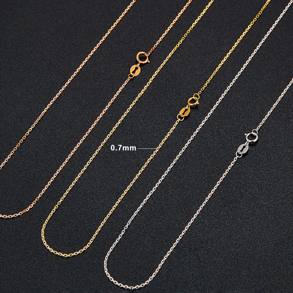 ORSA JEWELS Real 10K Solid Yellow/White/Rose Gold 0.7mm Diamond Cut Cable Chain Necklace for Women AU417 Neck Chain Jewelry FC01