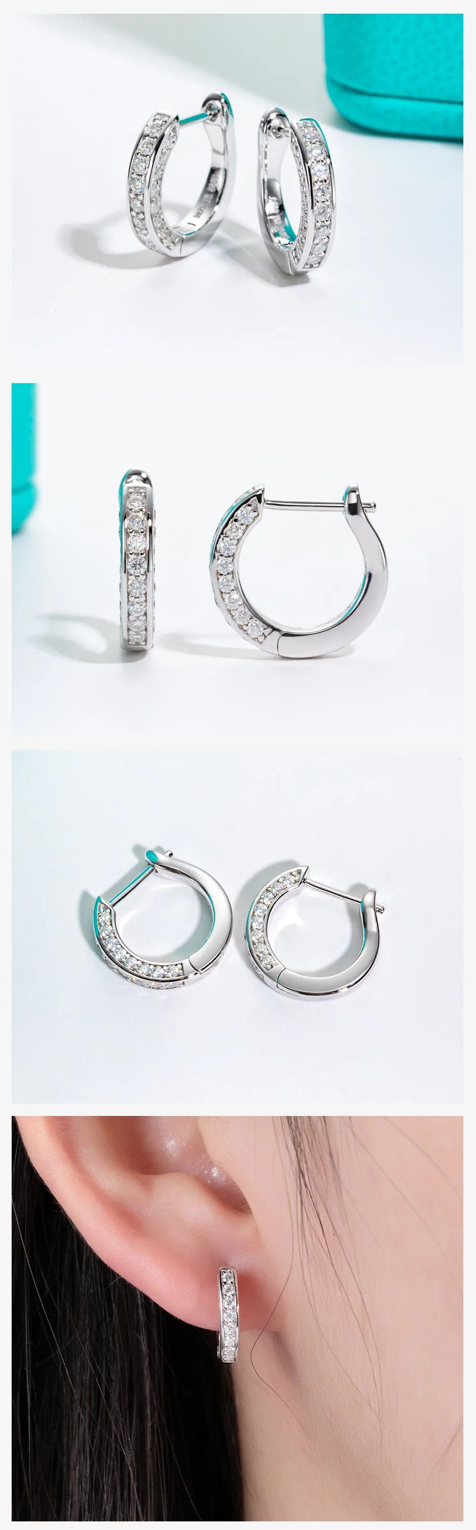 AnuJewel 0.56cttw Luxury Moissanite Ear Hoop Earrings 925 Sterling Silver Earring For Woman Wedding Engagement Jewelry Wholesale
