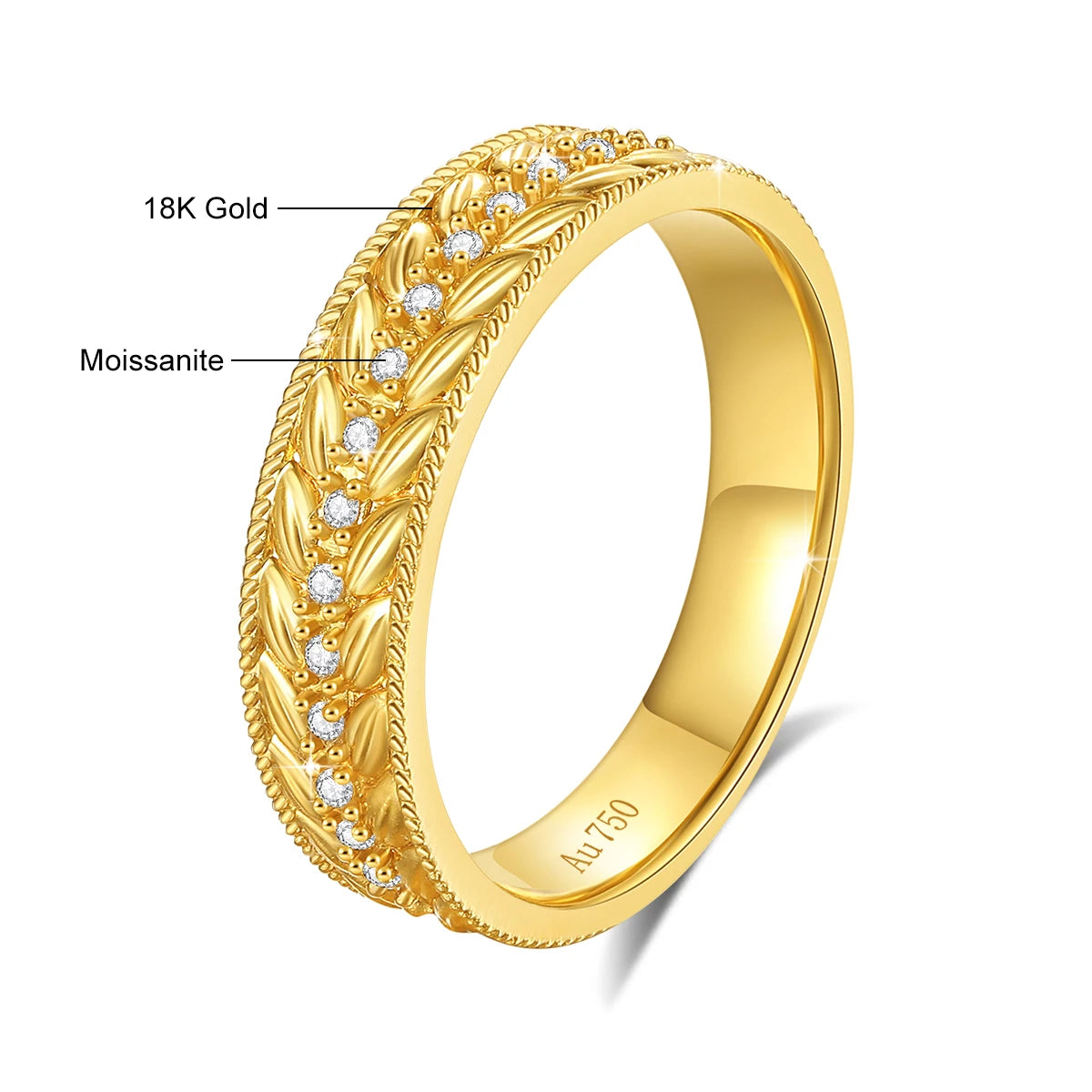 Real 18K Gold Ring AU750 with Moissanite D Color VVS1 Diamond rings for Women Wedding Engagement Anniversary Gift Fine Jewelry