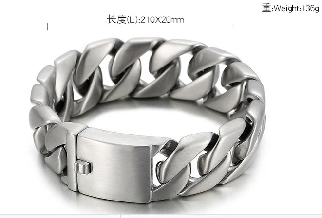20MM Cuban chain Thick Bracelet for Men Punk Stainless Steel Black/Gold Color Heavy Bracelet Personalized Party Gift Jewelry