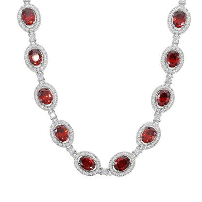 New Iced Out Bling Hip Hop Oval CZ Paved Sparking Colorful Stone Necklace Tennis Rainbow Zircon Choker Women Jewelry