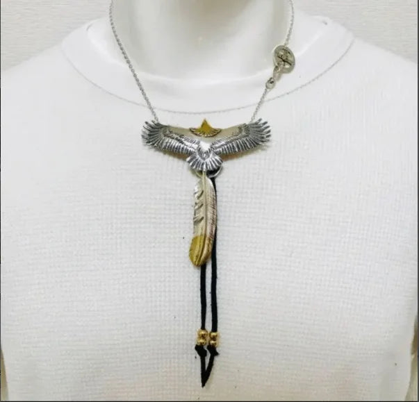 BOCAI New Solid Pure Thai Silver Feather Trend Men's and Women's Necklace