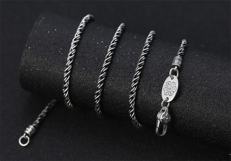 BOCAI S925 Sterling Silver Necklace for Men Women New Vajra Pestle Six Syllable Mantra Weaven-Chain Pure Argentum Jewelry