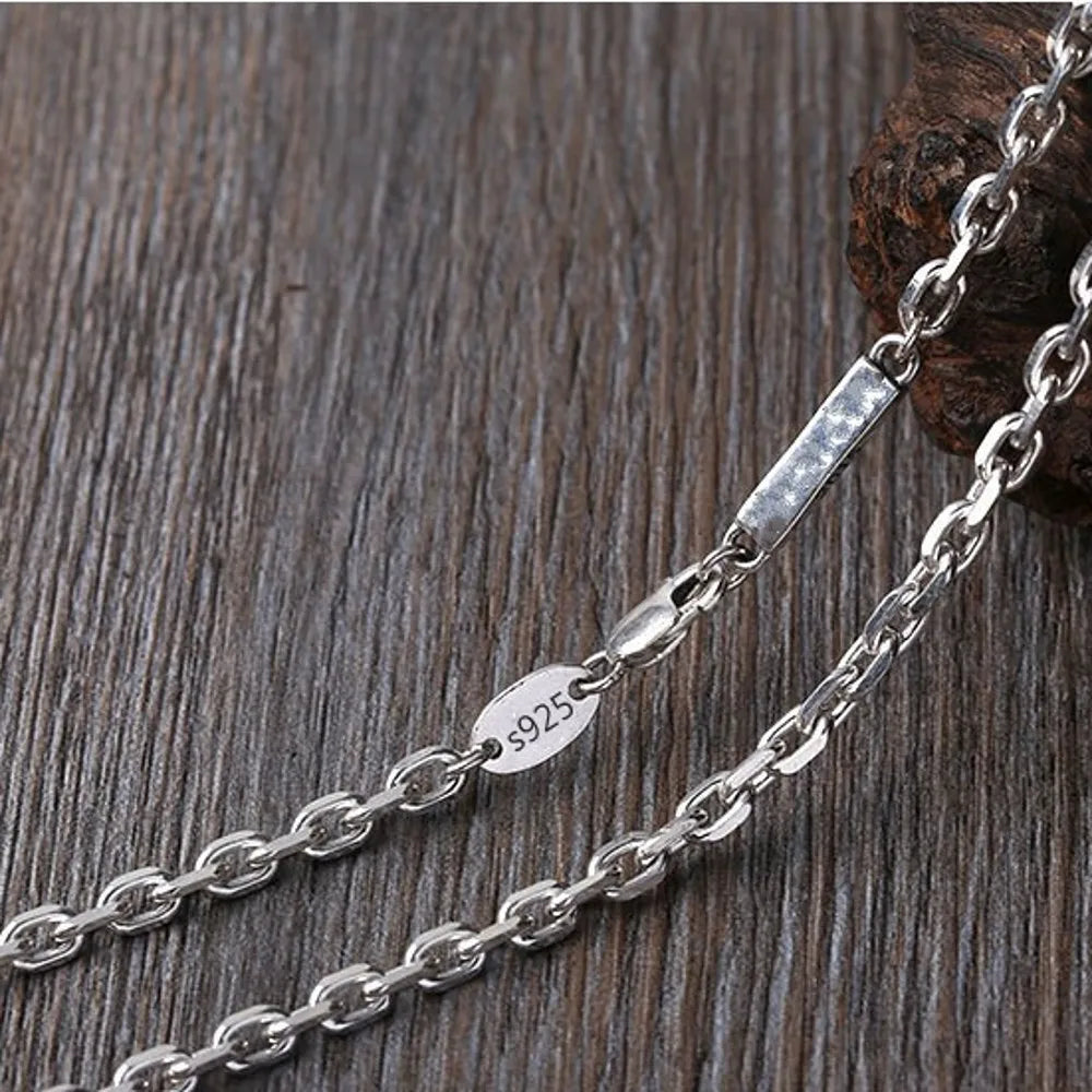 BOCAI New S925 Sterling Silver Fashion Jewelry 4mm Rectangular Chain Real Solid Silver Necklace for Men and Women