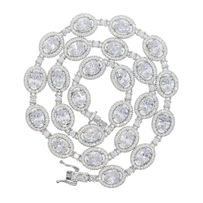 New Iced Out Bling Hip Hop Oval CZ Paved Sparking Colorful Stone Necklace Tennis Rainbow Zircon Choker Women Jewelry