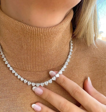 Wholesale 5A heart shape CZ iced out bling heart cz tennis necklace for women girlfriend valentine's gift fashion jewelry
