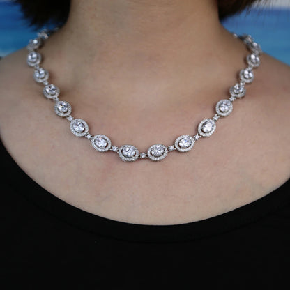 New Iced Out Bling Hip Hop Oval CZ Paved Sparking Colorful Stone Necklace Tennis Rainbow Zircon Choker Women Jewelry