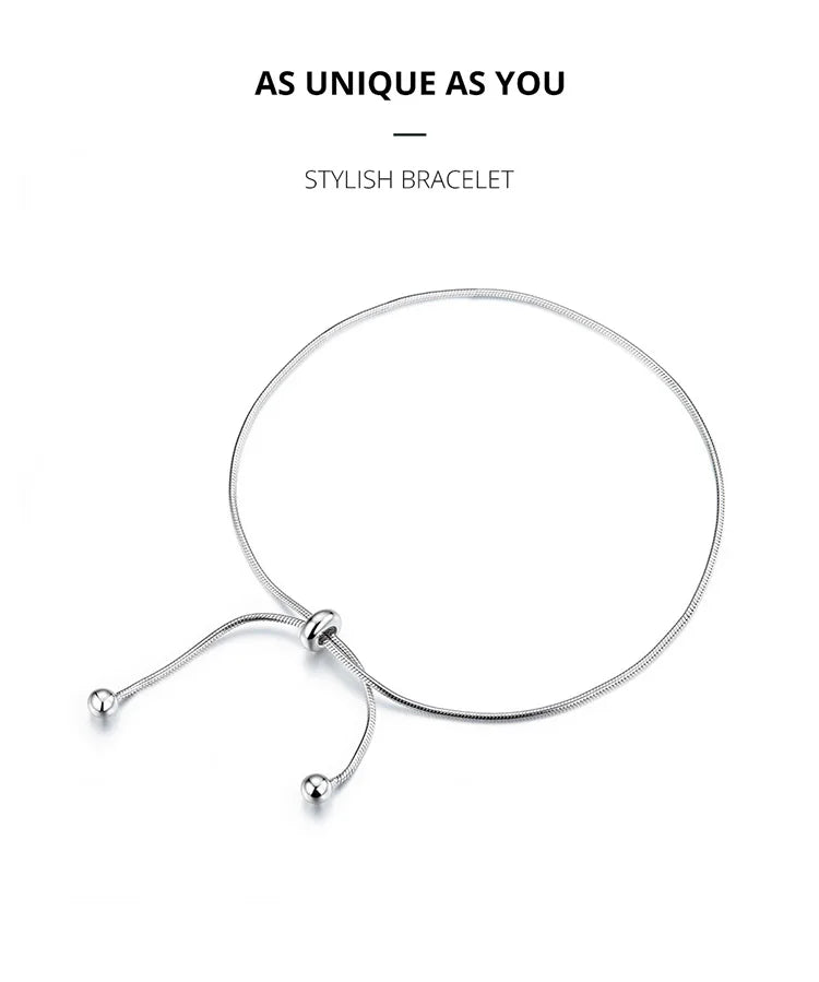 BAMOER Genuine 925 Sterling Silver Adjustable Snake Charm Anklet for Women Foot Bracelet Jewelry Minimalist Jewelry 30CM SCT016