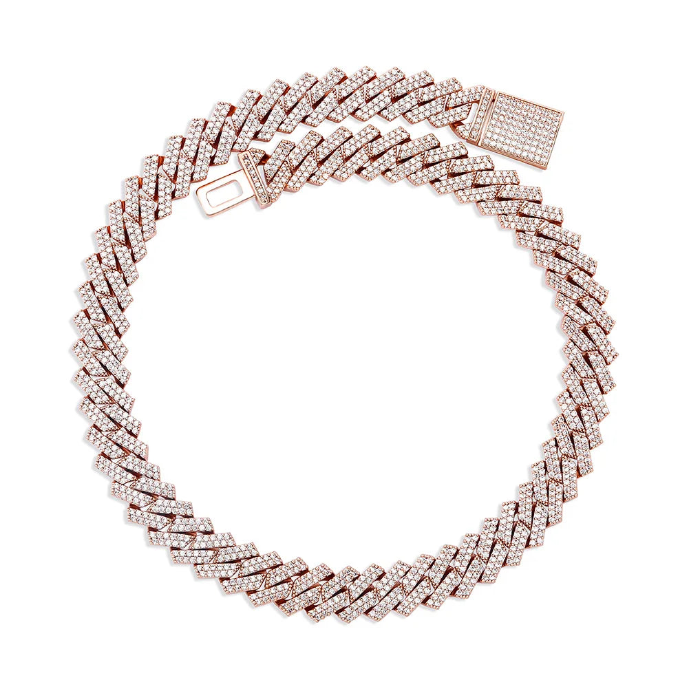 TOPGRILLZ 12mm/14mm Iced Micro Pave Cubic Zirconia Cuban Chain Necklace With Box Clasp Hip Hop Fashion Jewelry Gift Men Women
