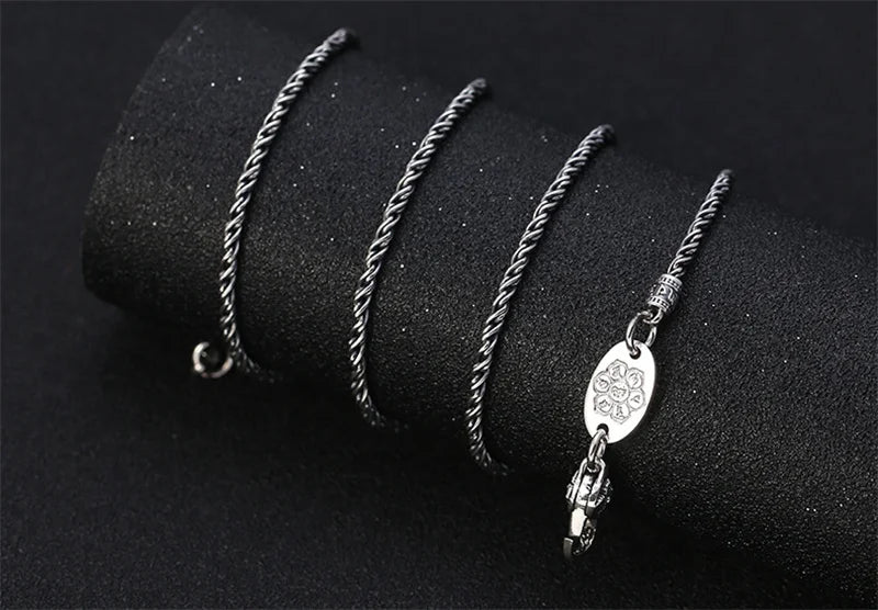 BOCAI S925 Sterling Silver Necklace for Men Women New Vajra Pestle Six Syllable Mantra Weaven-Chain Pure Argentum Jewelry