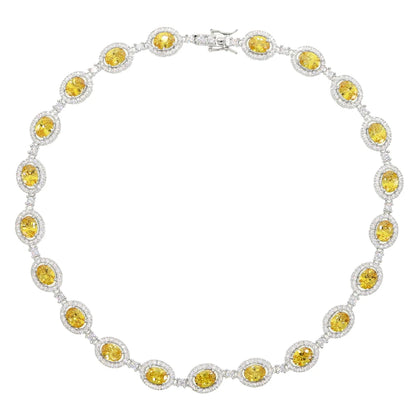 New Iced Out Bling Hip Hop Oval CZ Paved Sparking Colorful Stone Necklace Tennis Rainbow Zircon Choker Women Jewelry