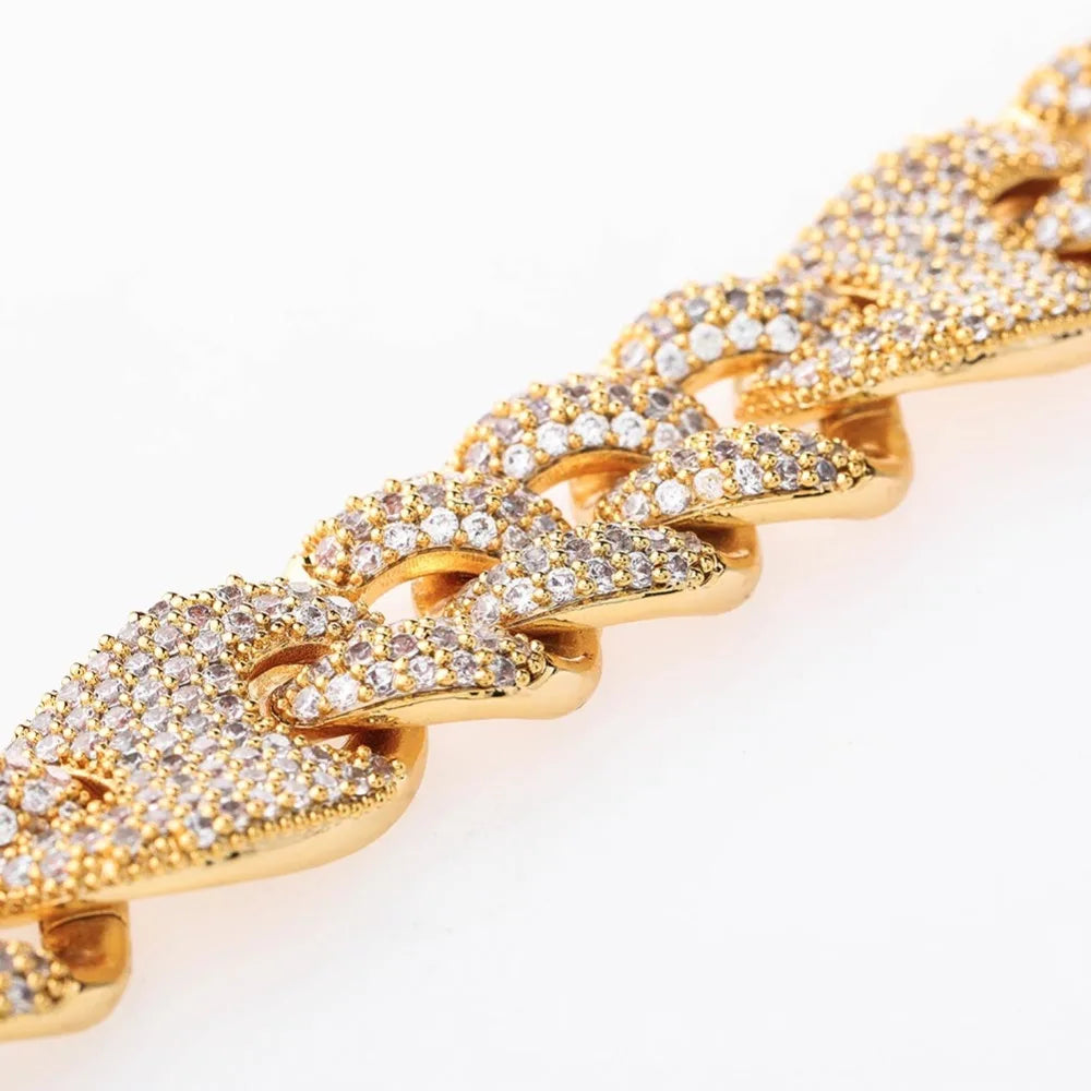 TOPGRILLZ 16mm Miami New Box Clasp Cuban Link Chain Gold Silver Color Necklace Iced Out Cubic Zirconia Bling Hip hop Jewelry
