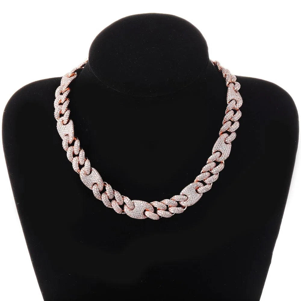 TOPGRILLZ 16mm Miami New Box Clasp Cuban Link Chain Gold Silver Color Necklace Iced Out Cubic Zirconia Bling Hip hop Jewelry