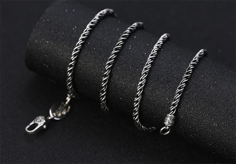 BOCAI S925 Sterling Silver Necklace for Men Women New Vajra Pestle Six Syllable Mantra Weaven-Chain Pure Argentum Jewelry