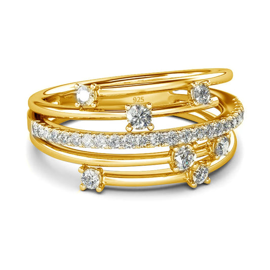 Szjinao Top Quality 7 Small Stone Moissanite Ring 925 Sterling Silver Woman Wedding Party Gold Plated Jewelry 2022 Luxury Brands