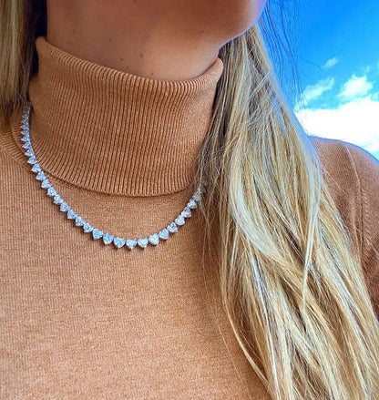 Wholesale 5A heart shape CZ iced out bling heart cz tennis necklace for women girlfriend valentine's gift fashion jewelry