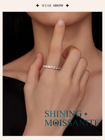 BAMOER Moissanite Ring Full Eternity Band for Women 925 Sterling Silver Diamond Wedding Engagement Ring