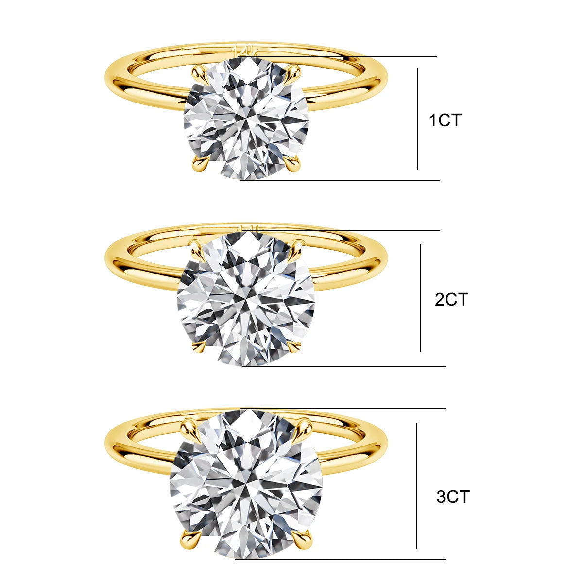 9mm 14K Gold Moissanite Diamond Ring 3CT 100% Au585 Round Cut For Women Wedding Anniversary Engagement Jewelry Gift