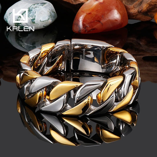 20MM Cuban chain Thick Bracelet for Men Punk Stainless Steel Black/Gold Color Heavy Bracelet Personalized Party Gift Jewelry