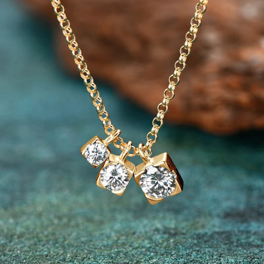 5mm&4mm&3mm Round Full Moissanite Diamond Pendant Necklace Original 925 Silver Women's Engagement High Quality Fine Jewelry