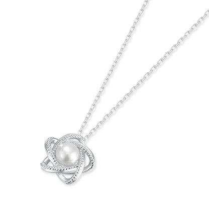 18K Yellow Gold Necklace Lucky Stars Pendant Freshwater Pearl Pure AU750 Fine Jewelry for Women Dropshipping