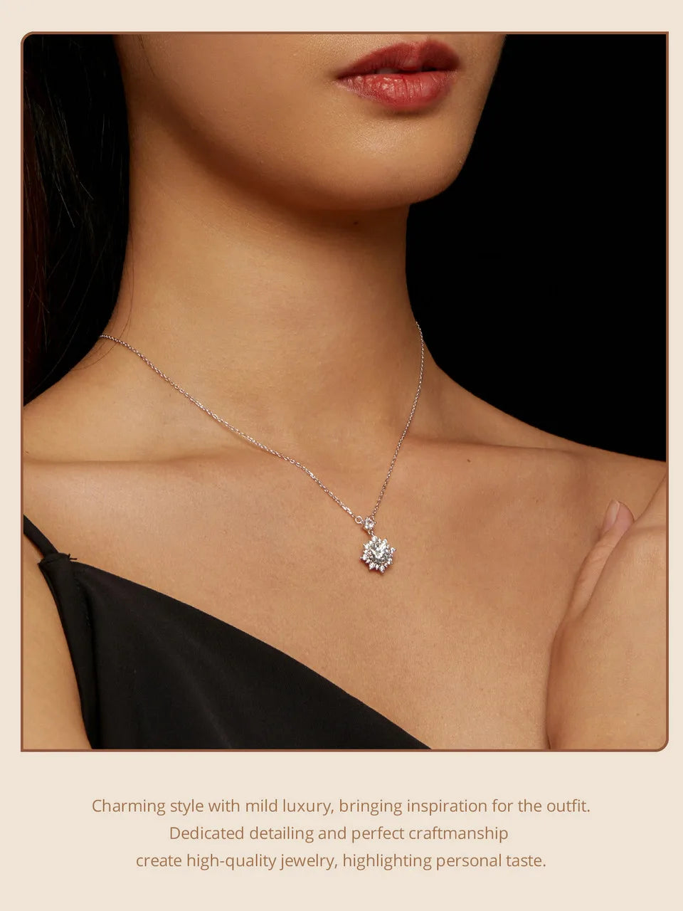 BAMOER Moissanite Halo Necklace for Women, 1 Carat Lab Grown Diamond 925 Sterling Silver Chain Necklace