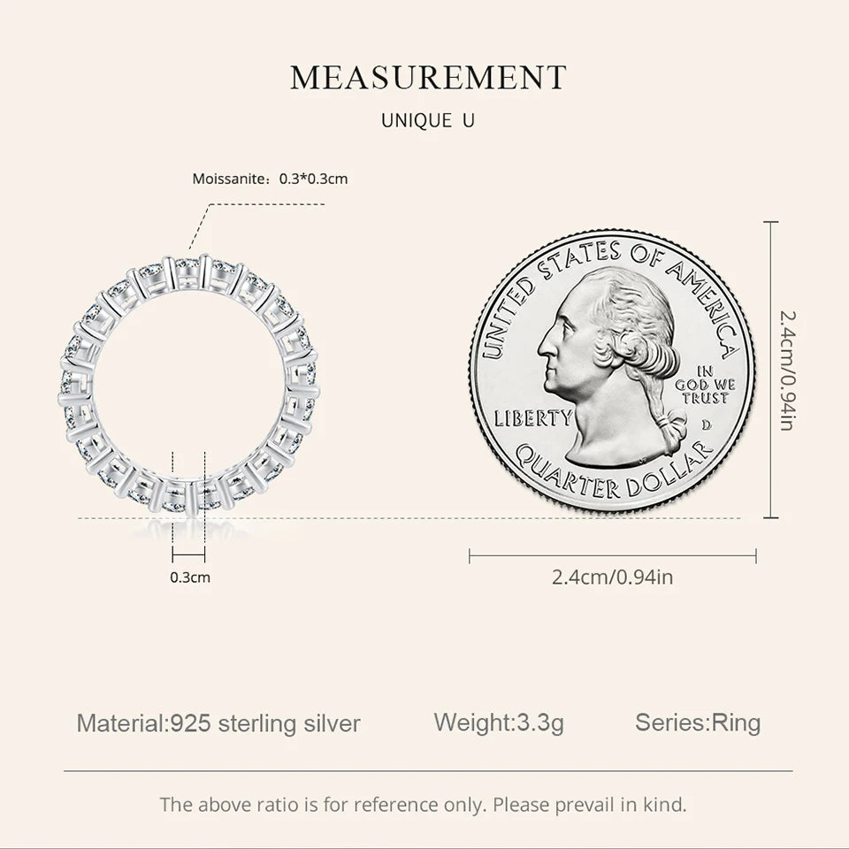 BAMOER Moissanite Ring Full Eternity Band for Women 925 Sterling Silver Diamond Wedding Engagement Ring