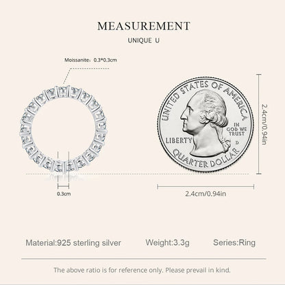 BAMOER Moissanite Ring Full Eternity Band for Women 925 Sterling Silver Diamond Wedding Engagement Ring