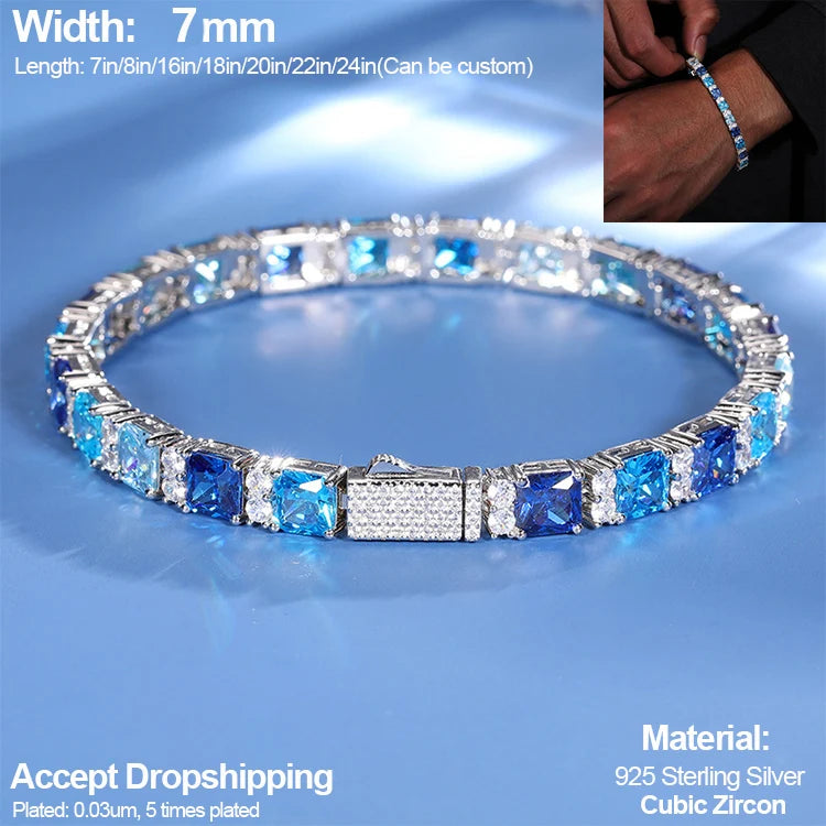 Original 925 Sterling Silver CZ Classic Tennis Bracelet for Women Men Engagement Wedding Charm Hip Hop Iced Out Jewelry Shining