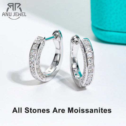 AnuJewel 0.56cttw Luxury Moissanite Ear Hoop Earrings 925 Sterling Silver Earring For Woman Wedding Engagement Jewelry Wholesale